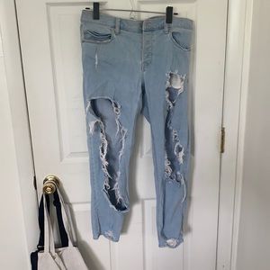 Extremely distressed girlfriend jeans from express